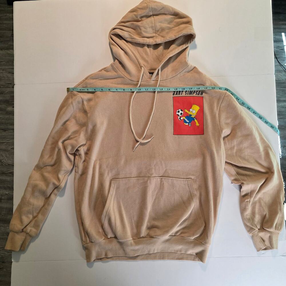 Bart Simpson Soccer Graphic Hoodie Adult Medium Tan Pullover